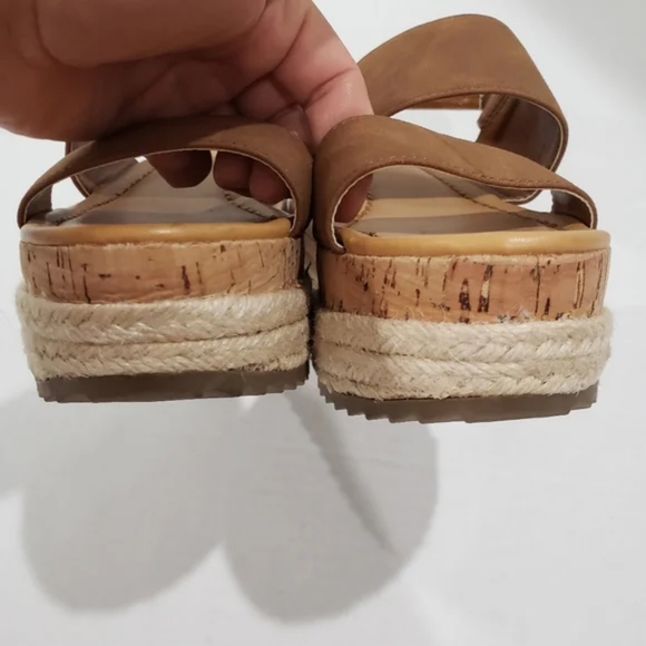 American Eagle Outfitters Double Strap Wedge Cork Espadrilles Platforms Size 6 - Picture 7 of 10